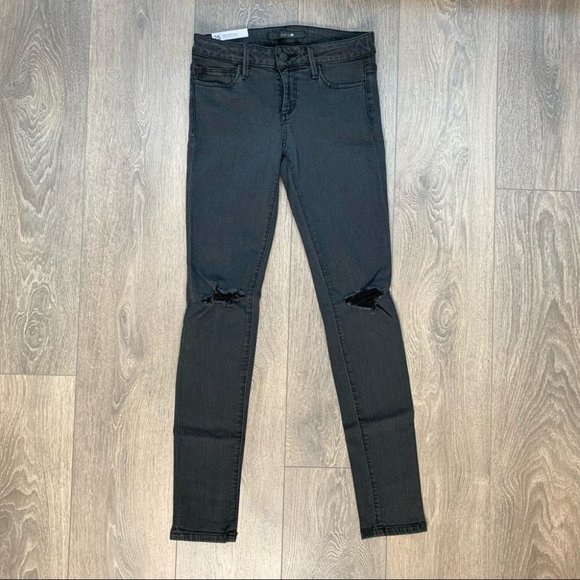 Joe's Jeans Brie Flawless Vixen Skinny Ankle Jeans Black Distressed Denim - Picture 2 of 16